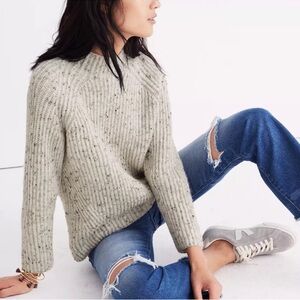 MADEWELL DONEGAL NORTHFIELD MOCKNECK SWEATER, MARLED CREAM, SIZE XXS.